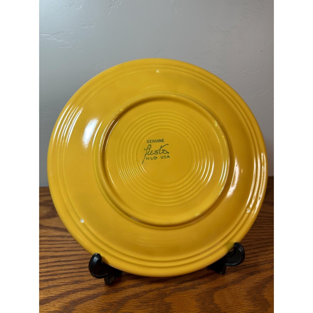 Vintage Fiesta Yellow Luncheon Plates Glazed Ceramic Homer Laughlin - Picture 7 of 10